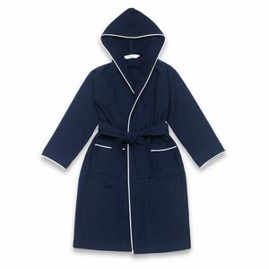 Hooded waffle bath robe